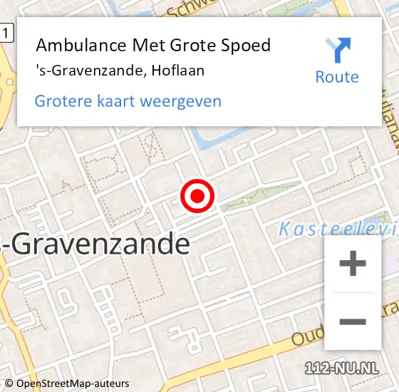 Locatie op kaart van de 112 melding: Ambulance Met Grote Spoed Naar 's-Gravenzande, Hoflaan op 19 augustus 2024 14:04