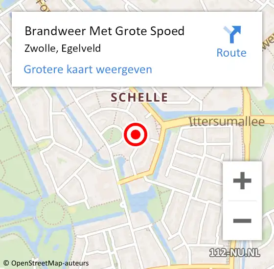 Locatie op kaart van de 112 melding: Brandweer Met Grote Spoed Naar Zwolle, Egelveld op 19 augustus 2024 14:14