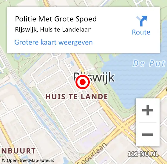 Locatie op kaart van de 112 melding: Politie Met Grote Spoed Naar Rijswijk, Huis te Landelaan op 19 augustus 2024 14:18