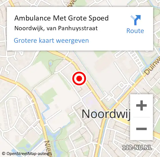 Locatie op kaart van de 112 melding: Ambulance Met Grote Spoed Naar Noordwijk, van Panhuysstraat op 19 augustus 2024 14:39