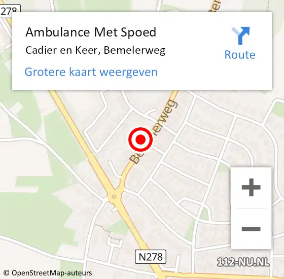 Locatie op kaart van de 112 melding: Ambulance Met Spoed Naar Cadier en Keer, Bemelerweg op 16 oktober 2014 20:14