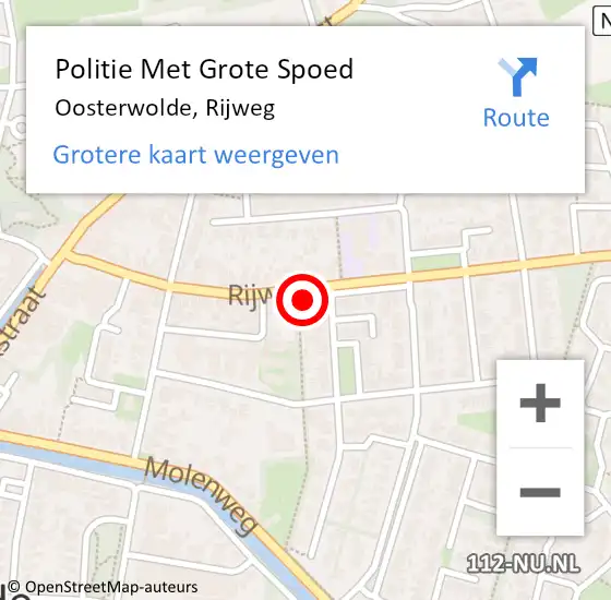 Locatie op kaart van de 112 melding: Politie Met Grote Spoed Naar Oosterwolde, Rijweg op 19 augustus 2024 15:00