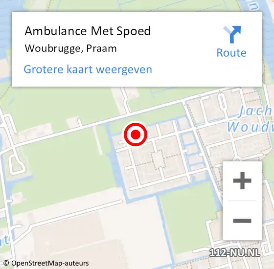 Locatie op kaart van de 112 melding: Ambulance Met Spoed Naar Woubrugge, Praam op 19 augustus 2024 15:04