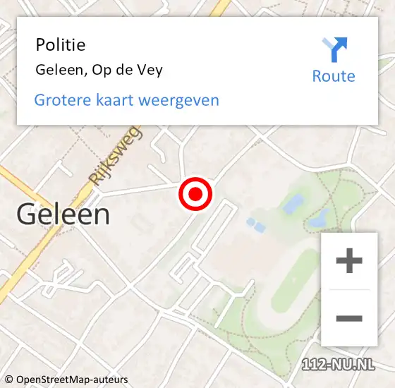 Locatie op kaart van de 112 melding: Politie Geleen, Op de Vey op 19 augustus 2024 15:07