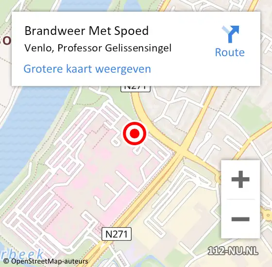 Locatie op kaart van de 112 melding: Brandweer Met Spoed Naar Venlo, Professor Gelissensingel op 19 augustus 2024 15:08