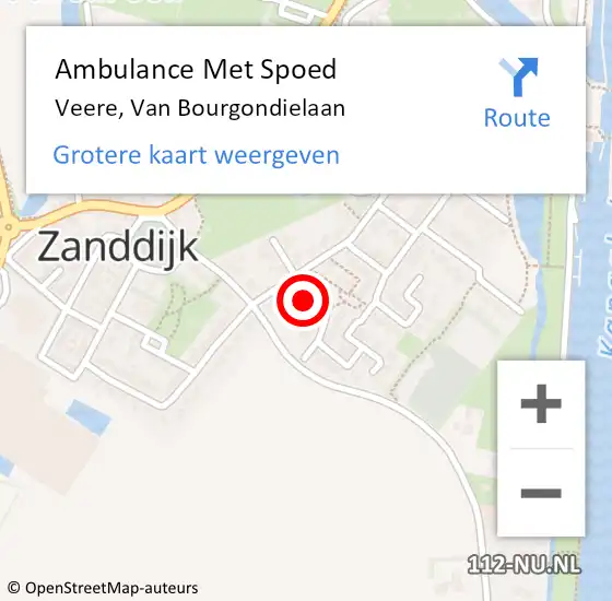 Locatie op kaart van de 112 melding: Ambulance Met Spoed Naar Veere, Van Bourgondielaan op 16 oktober 2014 20:21
