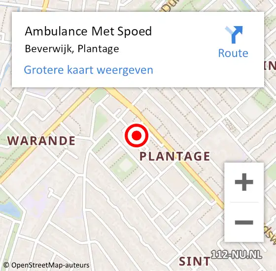 Locatie op kaart van de 112 melding: Ambulance Met Spoed Naar Beverwijk, Plantage op 19 augustus 2024 15:37