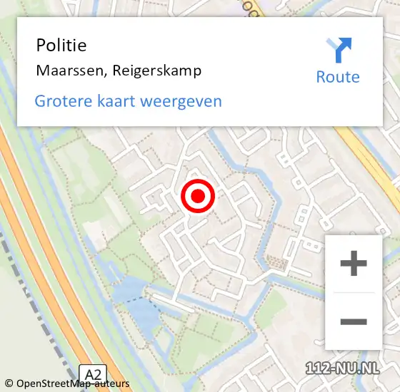 Locatie op kaart van de 112 melding: Politie Maarssen, Reigerskamp op 19 augustus 2024 15:39