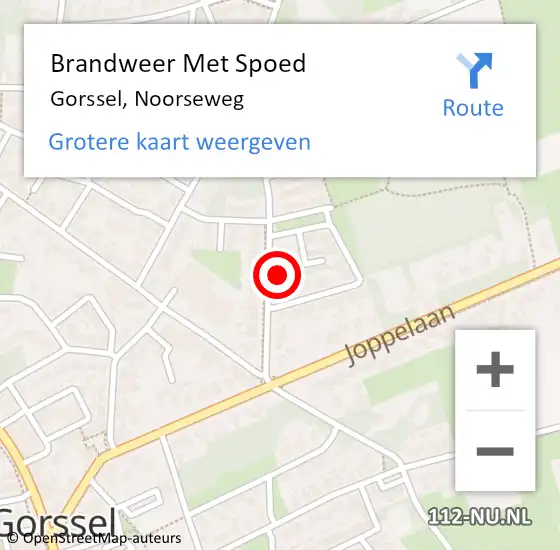 Locatie op kaart van de 112 melding: Brandweer Met Spoed Naar Gorssel, Noorseweg op 19 augustus 2024 15:46