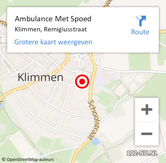 Locatie op kaart van de 112 melding: Ambulance Met Spoed Naar Klimmen, Remigiusstraat op 16 oktober 2014 20:28