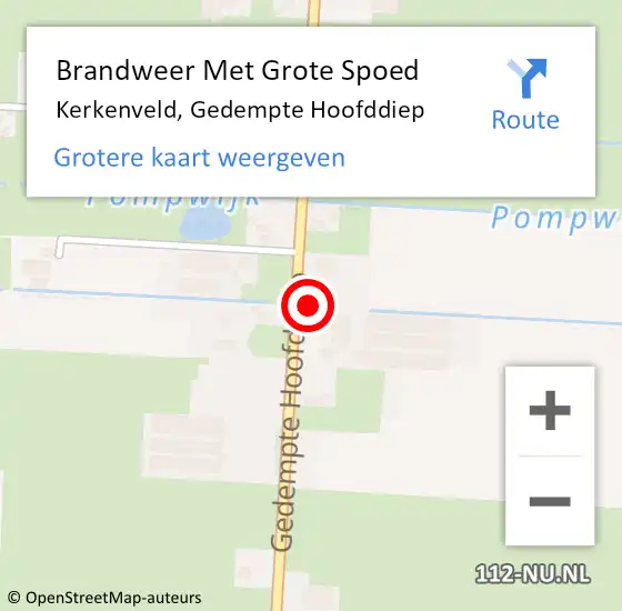 Locatie op kaart van de 112 melding: Brandweer Met Grote Spoed Naar Kerkenveld, Gedempte Hoofddiep op 19 augustus 2024 16:19