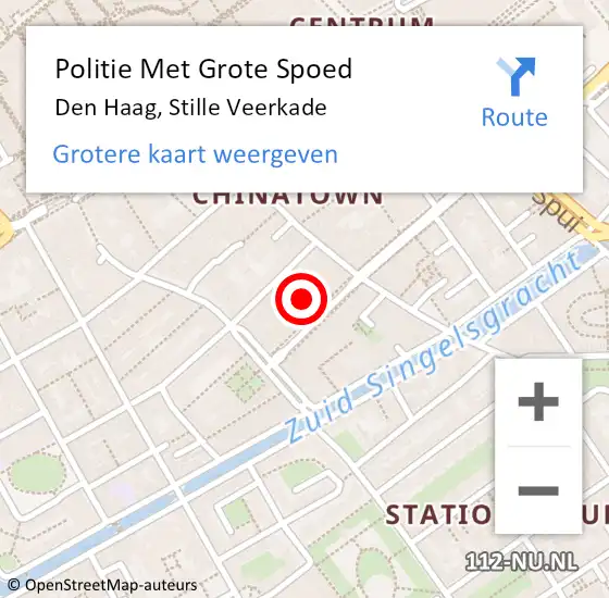 Locatie op kaart van de 112 melding: Politie Met Grote Spoed Naar Den Haag, Stille Veerkade op 19 augustus 2024 16:24