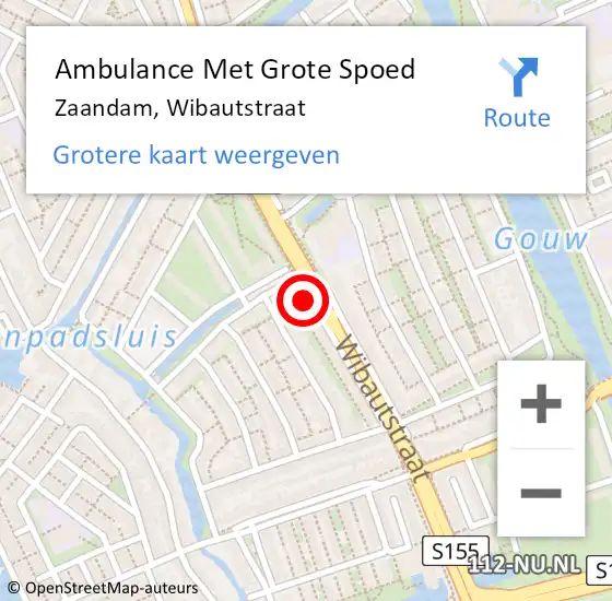 Locatie op kaart van de 112 melding: Ambulance Met Grote Spoed Naar Zaandam, Wibautstraat op 19 augustus 2024 16:28