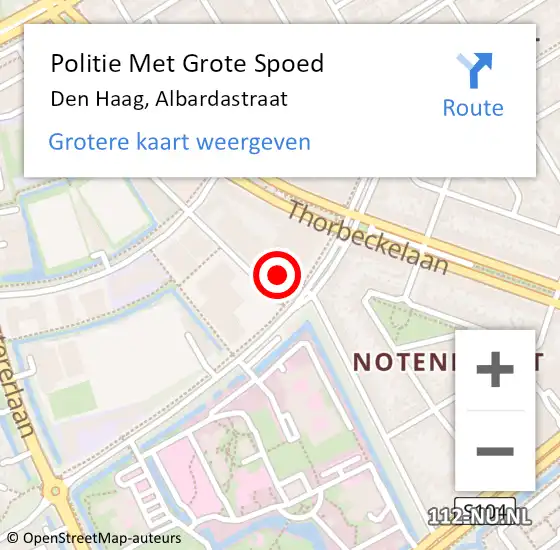 Locatie op kaart van de 112 melding: Politie Met Grote Spoed Naar Den Haag, Albardastraat op 19 augustus 2024 16:41