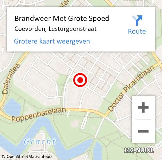 Locatie op kaart van de 112 melding: Brandweer Met Grote Spoed Naar Coevorden, Lesturgeonstraat op 19 augustus 2024 16:44