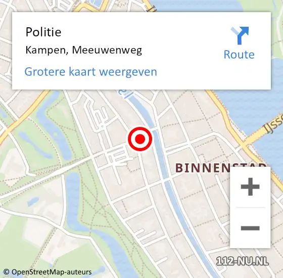 Locatie op kaart van de 112 melding: Politie Kampen, Meeuwenweg op 19 augustus 2024 16:53