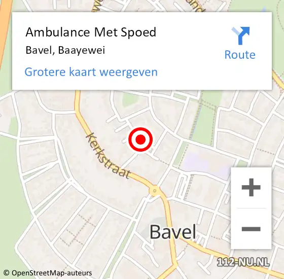 Locatie op kaart van de 112 melding: Ambulance Met Spoed Naar Bavel, Baayewei op 16 oktober 2014 20:40