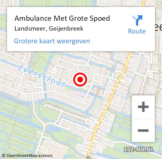 Locatie op kaart van de 112 melding: Ambulance Met Grote Spoed Naar Landsmeer, Geijenbreek op 19 augustus 2024 17:22