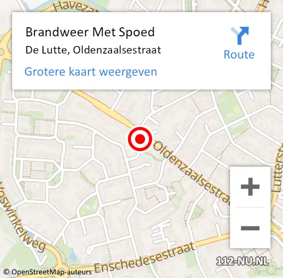 Locatie op kaart van de 112 melding: Brandweer Met Spoed Naar Losser, Oldenzaalsestraat op 19 augustus 2024 17:28