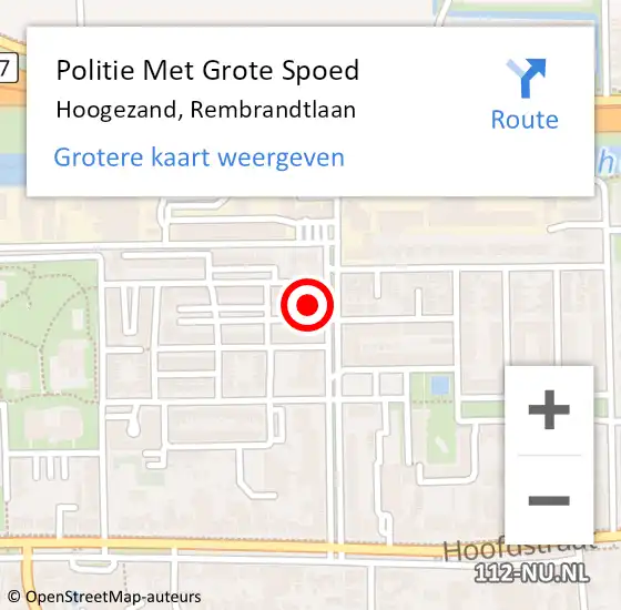 Locatie op kaart van de 112 melding: Politie Met Grote Spoed Naar Hoogezand, Rembrandtlaan op 19 augustus 2024 17:44