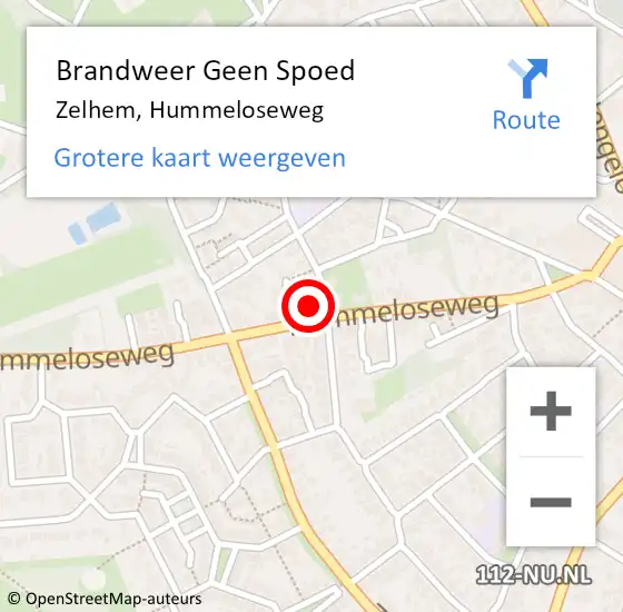 Locatie op kaart van de 112 melding: Brandweer Geen Spoed Naar Zelhem, Hummeloseweg op 19 augustus 2024 18:12