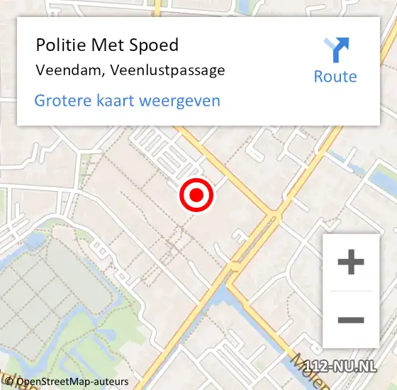 Locatie op kaart van de 112 melding: Politie Met Spoed Naar Veendam, Veenlustpassage op 19 augustus 2024 18:12