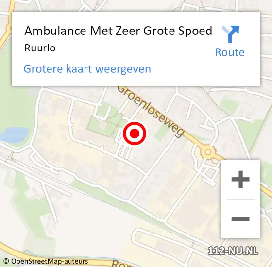 Locatie op kaart van de 112 melding: Ambulance Met Zeer Grote Spoed Naar Ruurlo op 19 augustus 2024 18:17