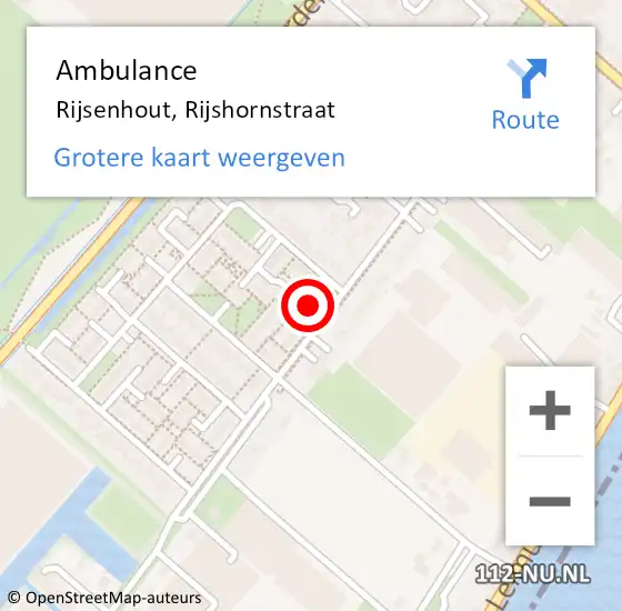 Locatie op kaart van de 112 melding: Ambulance Rijsenhout, Rijshornstraat op 19 augustus 2024 18:27