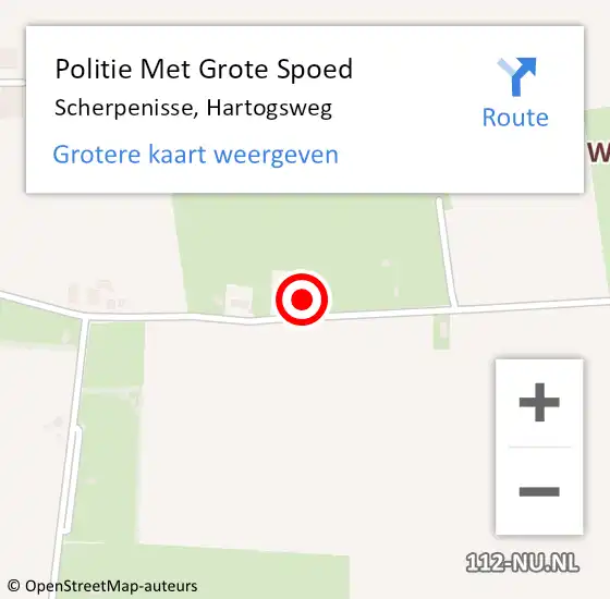 Locatie op kaart van de 112 melding: Politie Met Grote Spoed Naar Scherpenisse, Hartogsweg op 19 augustus 2024 18:37