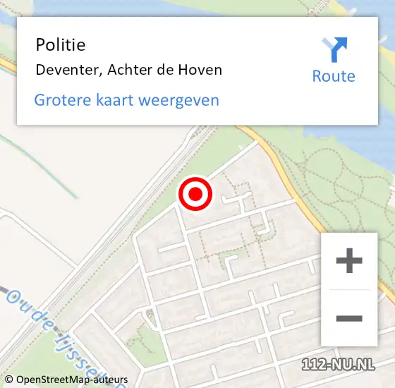 Locatie op kaart van de 112 melding: Politie Deventer, Achter de Hoven op 19 augustus 2024 18:50