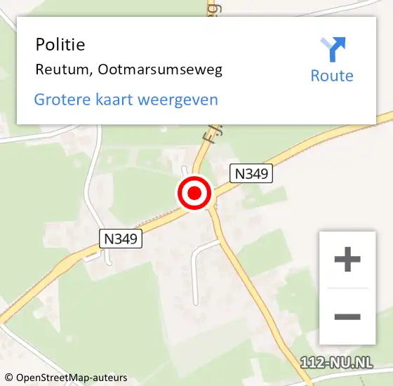 Locatie op kaart van de 112 melding: Politie Reutum, Ootmarsumseweg op 19 augustus 2024 19:00