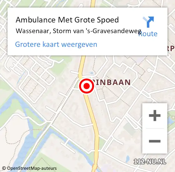 Locatie op kaart van de 112 melding: Ambulance Met Grote Spoed Naar Wassenaar, Storm van 's-Gravesandeweg op 19 augustus 2024 19:26