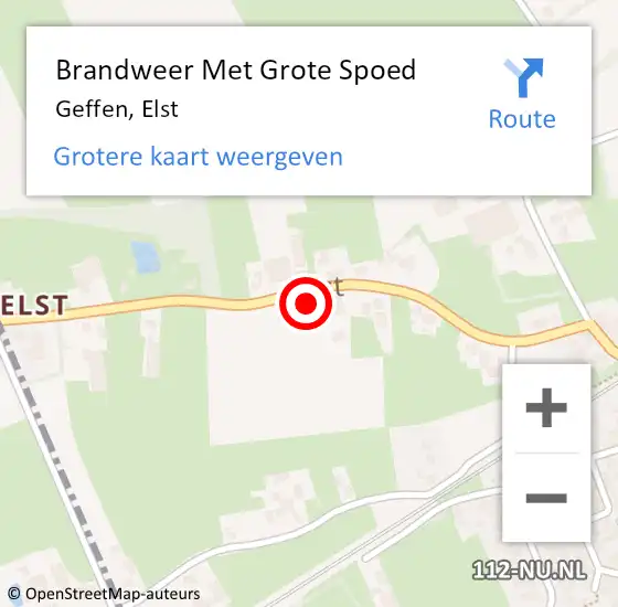 Locatie op kaart van de 112 melding: Brandweer Met Grote Spoed Naar Geffen, Elst op 19 augustus 2024 19:38