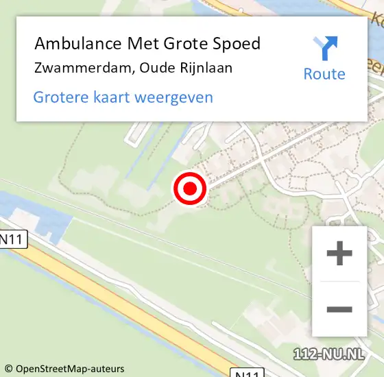 Locatie op kaart van de 112 melding: Ambulance Met Grote Spoed Naar Zwammerdam, Oude Rijnlaan op 19 augustus 2024 19:39