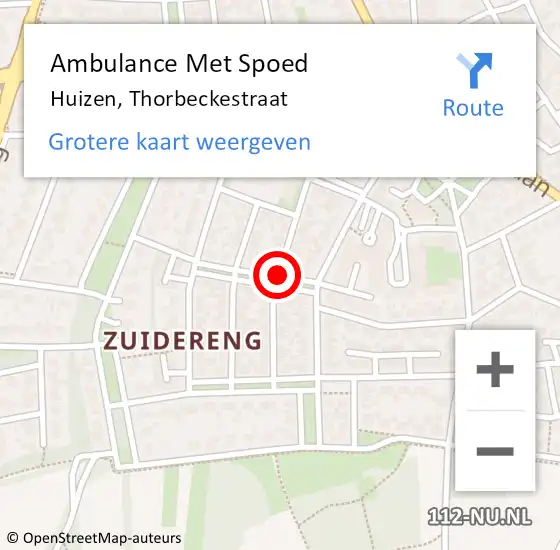 Locatie op kaart van de 112 melding: Ambulance Met Spoed Naar Huizen, Thorbeckestraat op 16 oktober 2014 20:58