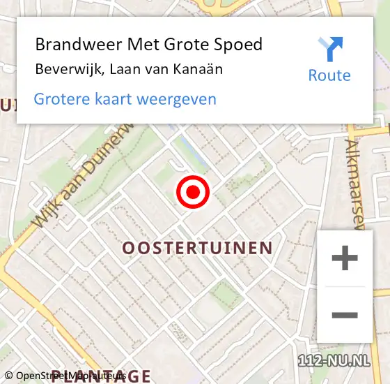 Locatie op kaart van de 112 melding: Brandweer Met Grote Spoed Naar Beverwijk, Laan van Kanaän op 19 augustus 2024 20:14