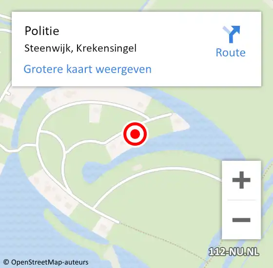 Locatie op kaart van de 112 melding: Politie Steenwijk, Krekensingel op 19 augustus 2024 20:17