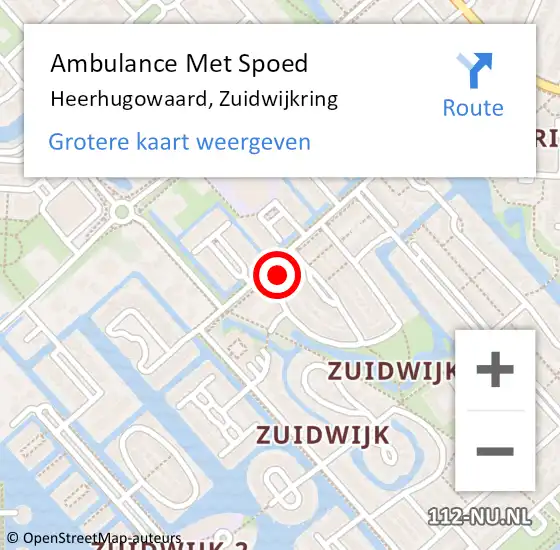 Locatie op kaart van de 112 melding: Ambulance Met Spoed Naar Heerhugowaard, Zuidwijkring op 19 augustus 2024 20:29