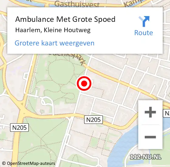 Locatie op kaart van de 112 melding: Ambulance Met Grote Spoed Naar Haarlem, Kleine Houtweg op 19 augustus 2024 20:35