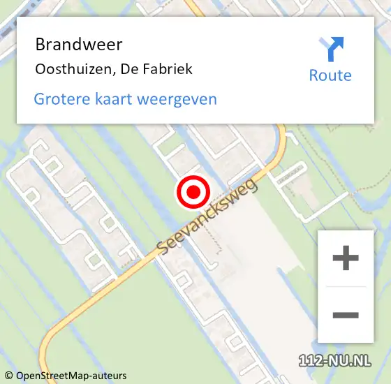 Locatie op kaart van de 112 melding: Brandweer Oosthuizen, De Fabriek op 19 augustus 2024 20:53