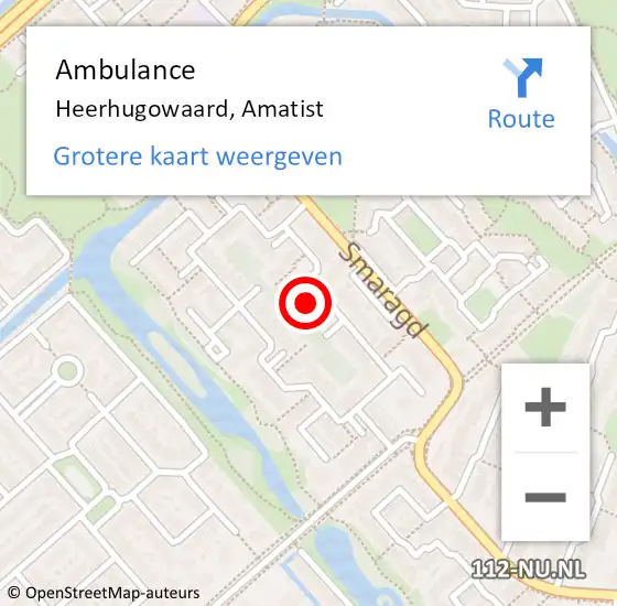 Locatie op kaart van de 112 melding: Ambulance Heerhugowaard, Amatist op 19 augustus 2024 20:53