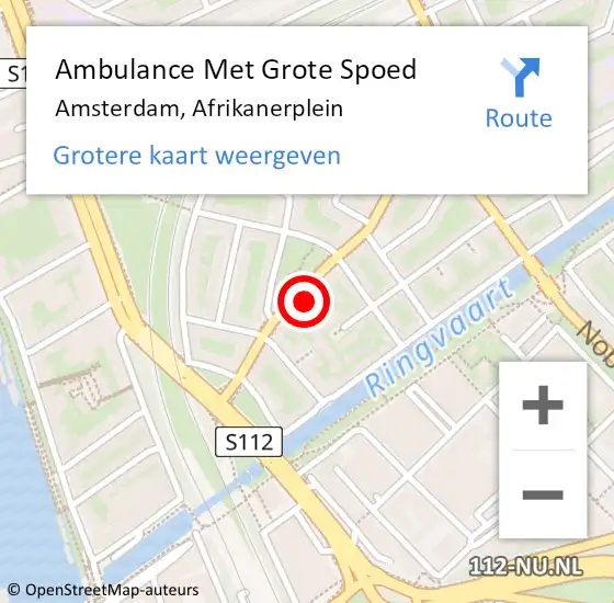 Locatie op kaart van de 112 melding: Ambulance Met Grote Spoed Naar Amsterdam, Afrikanerplein op 19 augustus 2024 20:54