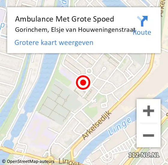 Locatie op kaart van de 112 melding: Ambulance Met Grote Spoed Naar Gorinchem, Elsje van Houweningenstraat op 19 augustus 2024 21:04