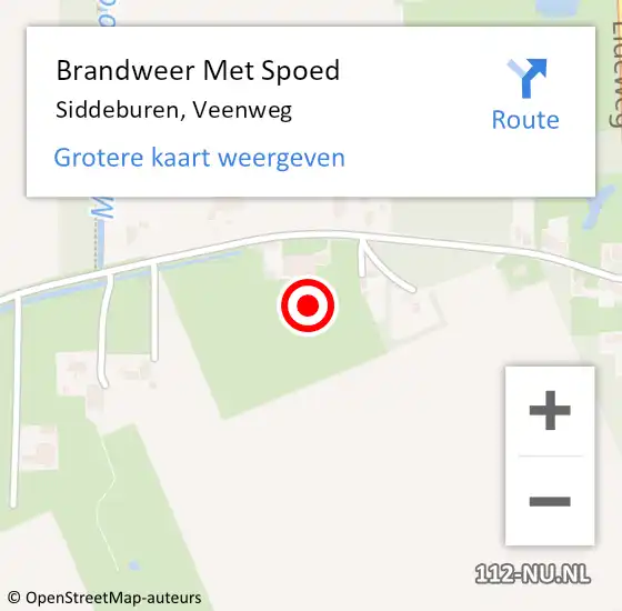 Locatie op kaart van de 112 melding: Brandweer Met Spoed Naar Siddeburen, Veenweg op 19 augustus 2024 21:14