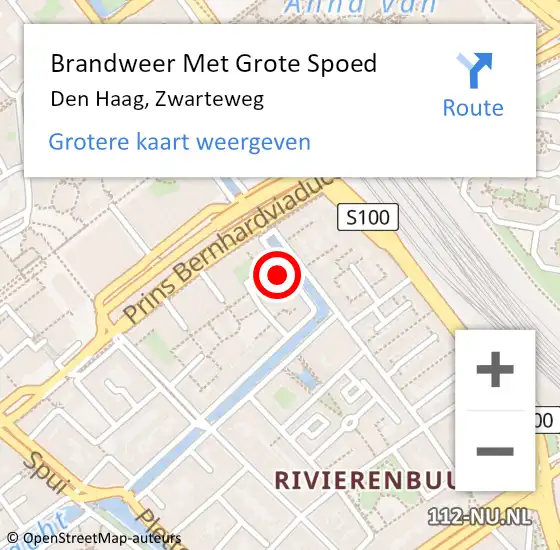 Locatie op kaart van de 112 melding: Brandweer Met Grote Spoed Naar Den Haag, Zwarteweg op 19 augustus 2024 21:16