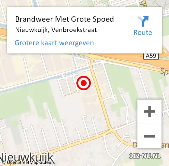 Locatie op kaart van de 112 melding: Brandweer Met Grote Spoed Naar Nieuwkuijk, Venbroekstraat op 19 augustus 2024 21:22