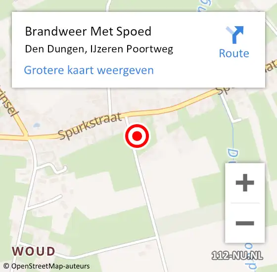 Locatie op kaart van de 112 melding: Brandweer Met Spoed Naar Den Dungen, IJzeren Poortweg op 19 augustus 2024 22:08