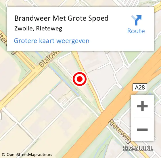 Locatie op kaart van de 112 melding: Brandweer Met Grote Spoed Naar Zwolle, Rieteweg op 19 augustus 2024 22:25