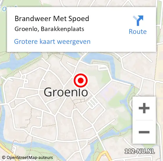 Locatie op kaart van de 112 melding: Brandweer Met Spoed Naar Groenlo, Barakkenplaats op 19 augustus 2024 22:33