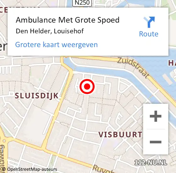 Locatie op kaart van de 112 melding: Ambulance Met Grote Spoed Naar Den Helder, Louisehof op 19 augustus 2024 23:20